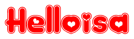 The image is a clipart featuring the word Helloisa written in a stylized font with a heart shape replacing inserted into the center of each letter. The color scheme of the text and hearts is red with a light outline.