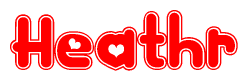 The image displays the word Heathr written in a stylized red font with hearts inside the letters.