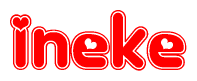 The image displays the word Ineke written in a stylized red font with hearts inside the letters.