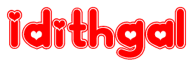 The image displays the word Idithgal written in a stylized red font with hearts inside the letters.