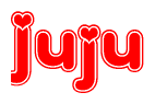The image displays the word Juju written in a stylized red font with hearts inside the letters.