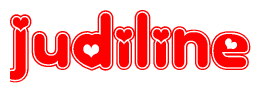 The image displays the word Judiline written in a stylized red font with hearts inside the letters.