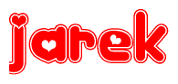 The image displays the word Jarek written in a stylized red font with hearts inside the letters.