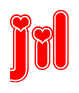 The image displays the word Jil written in a stylized red font with hearts inside the letters.