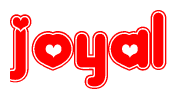 The image displays the word Joyal written in a stylized red font with hearts inside the letters.