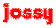 The image displays the word Jossy written in a stylized red font with hearts inside the letters.