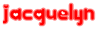 The image displays the word Jacquelyn written in a stylized red font with hearts inside the letters.