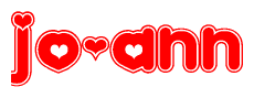   The image displays the word Jo-ann written in a stylized red font with hearts inside the letters. 