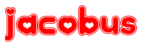   The image displays the word Jacobus written in a stylized red font with hearts inside the letters. 