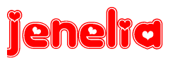 The image displays the word Jenelia written in a stylized red font with hearts inside the letters.