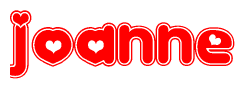 The image displays the word Joanne written in a stylized red font with hearts inside the letters.