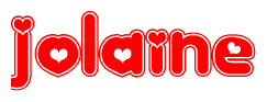 The image displays the word Jolaine written in a stylized red font with hearts inside the letters.