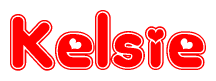 The image displays the word Kelsie written in a stylized red font with hearts inside the letters.