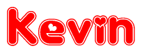 The image displays the word Kevin written in a stylized red font with hearts inside the letters.