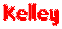 The image is a clipart featuring the word Kelley written in a stylized font with a heart shape replacing inserted into the center of each letter. The color scheme of the text and hearts is red with a light outline.