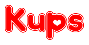 Kups Word with Heart Shapes