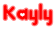 The image displays the word Kayly written in a stylized red font with hearts inside the letters.