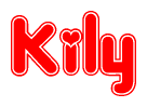 The image displays the word Kily written in a stylized red font with hearts inside the letters.