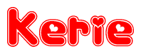 The image displays the word Kerie written in a stylized red font with hearts inside the letters.