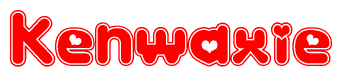 The image displays the word Kenwaxie written in a stylized red font with hearts inside the letters.