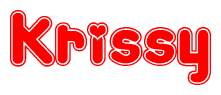 The image displays the word Krissy written in a stylized red font with hearts inside the letters.