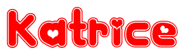The image displays the word Katrice written in a stylized red font with hearts inside the letters.