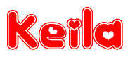 The image displays the word Keila written in a stylized red font with hearts inside the letters.