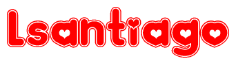 The image displays the word Lsantiago written in a stylized red font with hearts inside the letters.