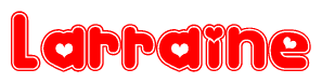 The image displays the word Larraine written in a stylized red font with hearts inside the letters.