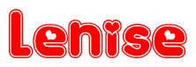 The image displays the word Lenise written in a stylized red font with hearts inside the letters.