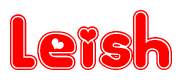 The image displays the word Leish written in a stylized red font with hearts inside the letters.