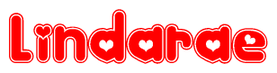The image displays the word Lindarae written in a stylized red font with hearts inside the letters.