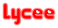 The image displays the word Lycee written in a stylized red font with hearts inside the letters.