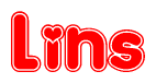 The image displays the word Lins written in a stylized red font with hearts inside the letters.