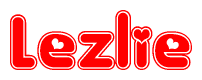 The image displays the word Lezlie written in a stylized red font with hearts inside the letters.