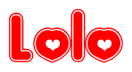 The image displays the word Lolo written in a stylized red font with hearts inside the letters.