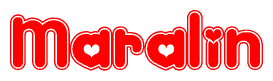 The image is a clipart featuring the word Maralin written in a stylized font with a heart shape replacing inserted into the center of each letter. The color scheme of the text and hearts is red with a light outline.