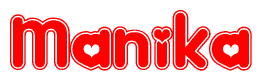 The image displays the word Manika written in a stylized red font with hearts inside the letters.