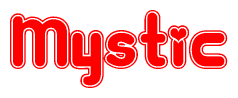  The image displays the word Mystic written in a stylized red font with hearts inside the letters. 
