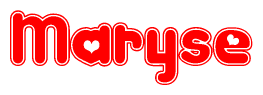 The image is a clipart featuring the word Maryse written in a stylized font with a heart shape replacing inserted into the center of each letter. The color scheme of the text and hearts is red with a light outline.