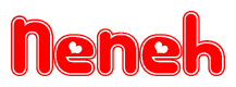 The image is a clipart featuring the word Neneh written in a stylized font with a heart shape replacing inserted into the center of each letter. The color scheme of the text and hearts is red with a light outline.