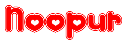 The image displays the word Noopur written in a stylized red font with hearts inside the letters.