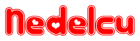The image displays the word Nedelcu written in a stylized red font with hearts inside the letters.