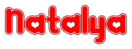 The image displays the word Natalya written in a stylized red font with hearts inside the letters.