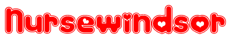 The image displays the word Nursewindsor written in a stylized red font with hearts inside the letters.