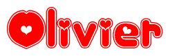 The image displays the word Olivier written in a stylized red font with hearts inside the letters.