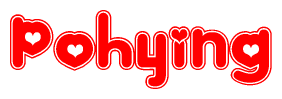 The image displays the word Pohying written in a stylized red font with hearts inside the letters.
