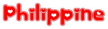 The image displays the word Philippine written in a stylized red font with hearts inside the letters.