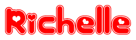 The image displays the word Richelle written in a stylized red font with hearts inside the letters.