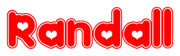 The image displays the word Randall written in a stylized red font with hearts inside the letters.